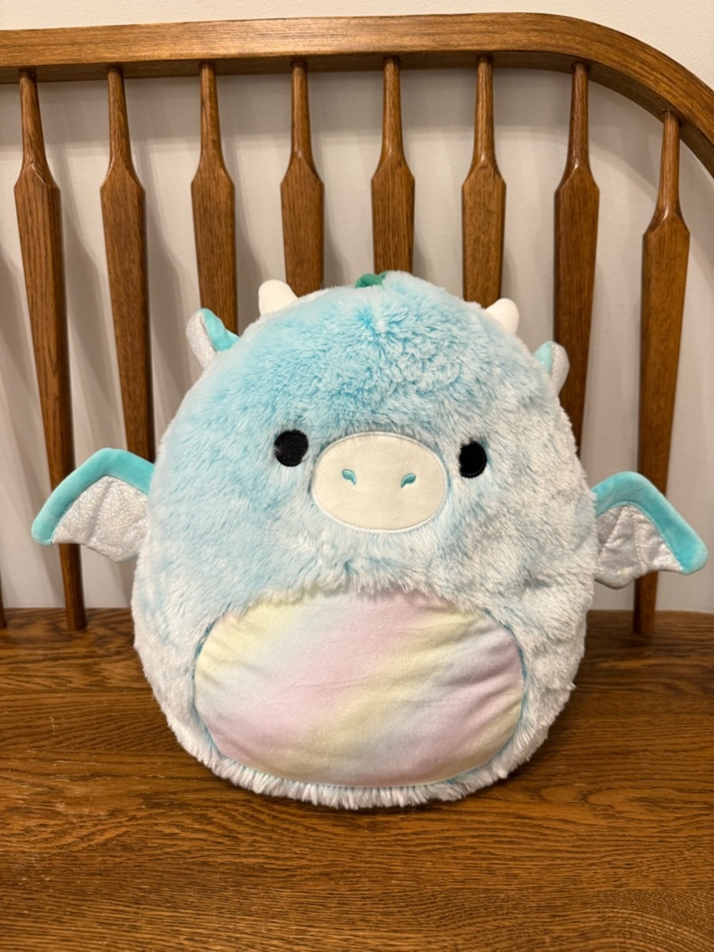 Squishmallows 12” Lorelai the Dragon Fuzz-A-Mallow Blue Rainbow Belly